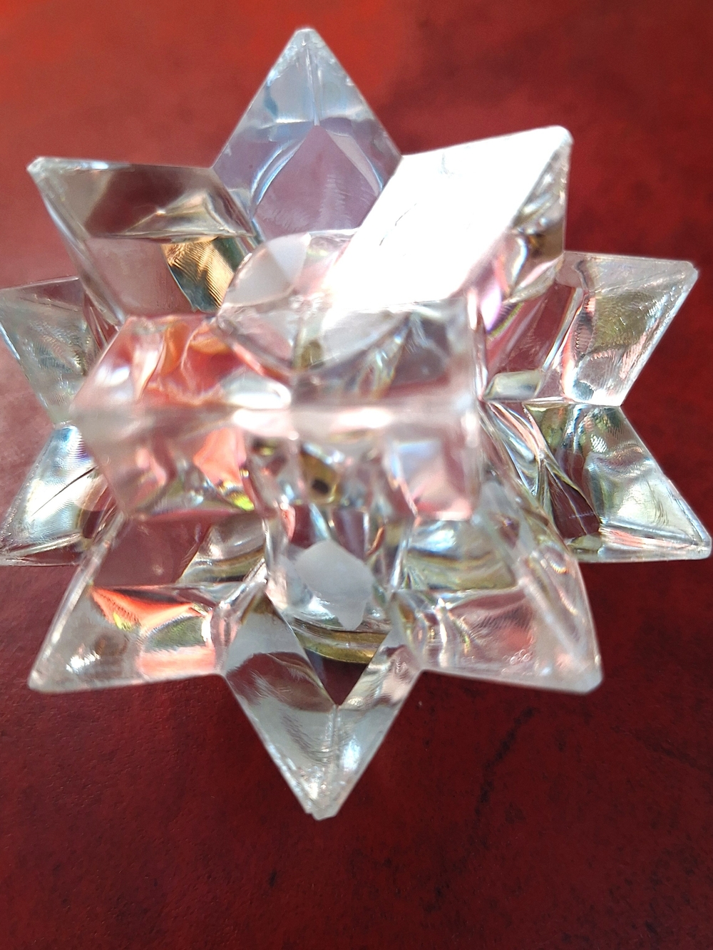 Vintage Crystal Clear Lucite Starburst CANDLE HOLDERS - Set Of 2